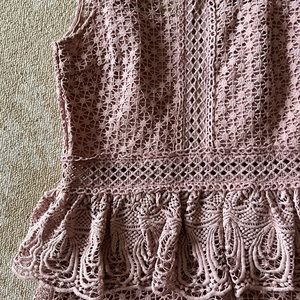 Aqua pink lace crochet dress